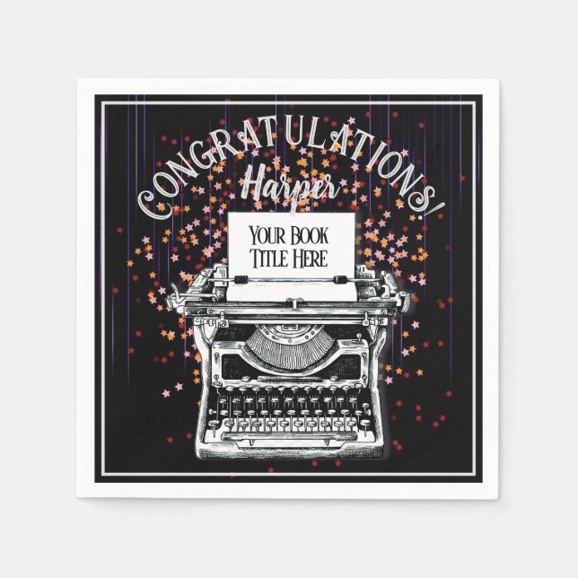 Congratulations Publication Personalised Starry Napkin (Front)