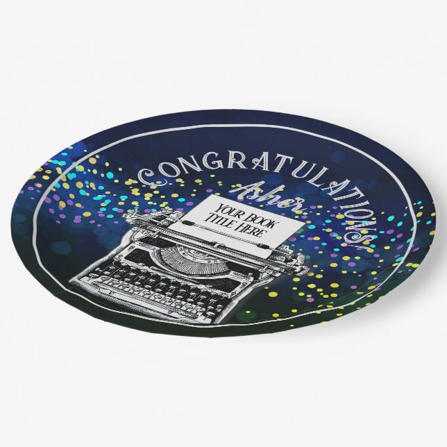 Congratulations Publication Personalised Teal Paper Plate (Angled)