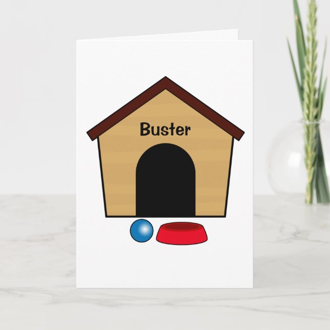 Congratulations Puppy Dog House Name Customisable Card (Front)