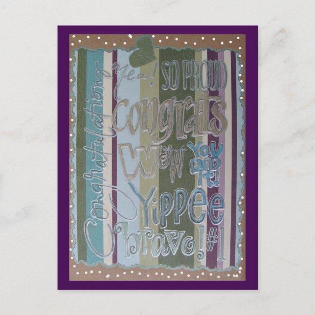 Congratulations Purple | Blue Beach Song™ Postcard (Front)