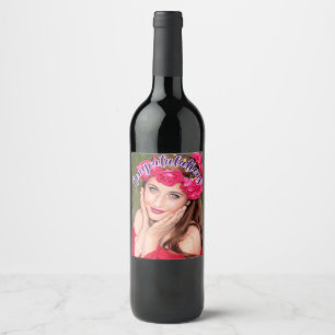 CONGRATULATIONS Purple OVERLAY TEXT Wine Label