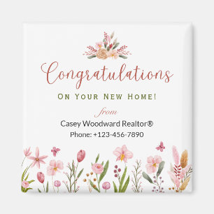 Congratulations!   Realtor Personalised Flowers Magnet