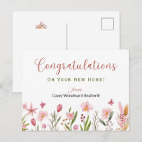 Congratulations Realtor Personalised Pink Flowers