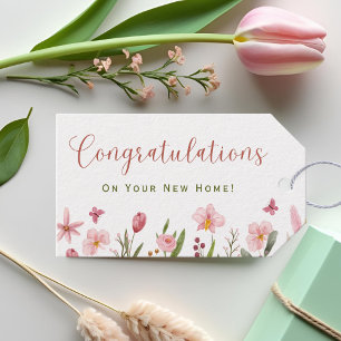 Congratulations! Realtor Personalized Pink Flowers Gift Tags