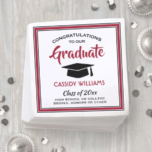 Congratulations Red Black White Modern Graduation Napkin