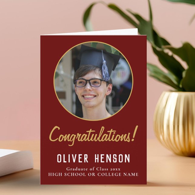 Congratulations Red Graduate Photo Graduation Card (Creator Uploaded)