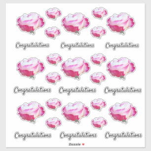 Congratulations Red Pink and White Rose Sticker