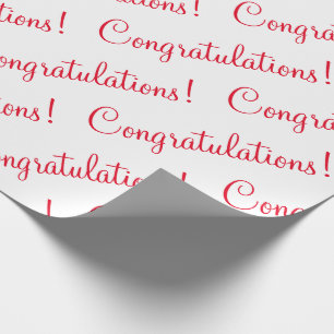 Congratulations Red Script Wedding Baby Shower  Wrapping Paper
