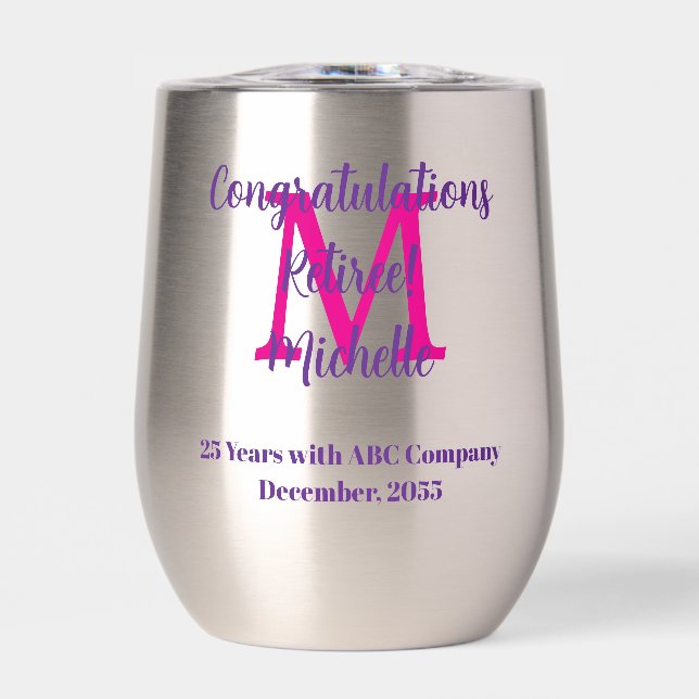 Congratulations Retirement Monogram Name Stainless (Front)