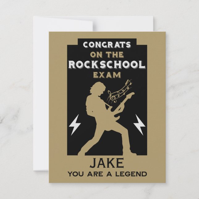 Congratulations Rock Guitar Exam Card (Front)