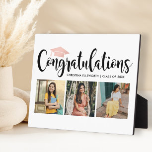 Congratulations Rose Gold 3 Photo 2023 Graduation Plaque