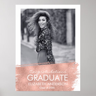Congratulations Rose Gold Photo Graduation Sign