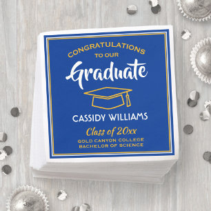 Congratulations Royal Blue & Gold Graduation Party Napkin