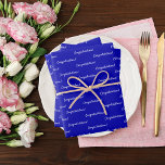 Congratulations royal blue white wrapping paper sheet<br><div class="desc">Royal blue background,  white text: Congratulations! A modern hand lettered style script.</div>