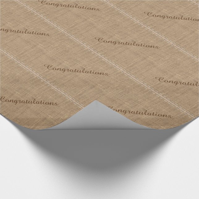 Congratulations, Rustic Burlap Wrapping Paper (Corner)