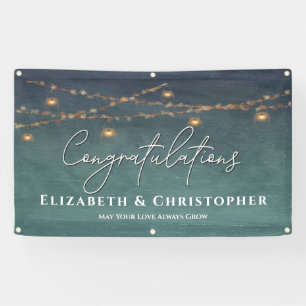 Congratulations Rustic Tea Lights Engagement Party Banner
