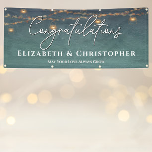 Congratulations Rustic Tea Lights Engagement Party Banner