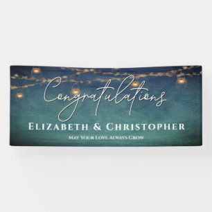 Congratulations Rustic Tea Lights Engagement Party Banner