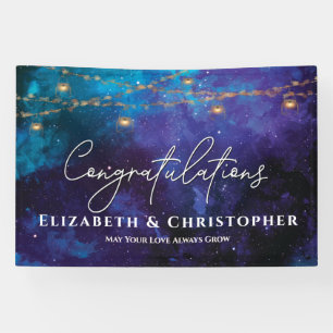 Congratulations Rustic Tea Lights Stars Engagement Banner