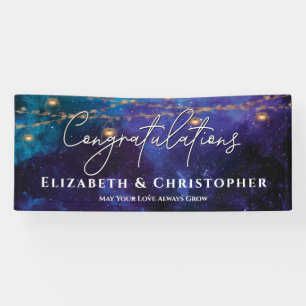 Congratulations Rustic Tea Lights Stars Engagement Banner