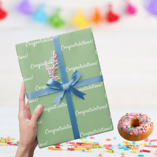 Congratulations sage green white wrapping paper