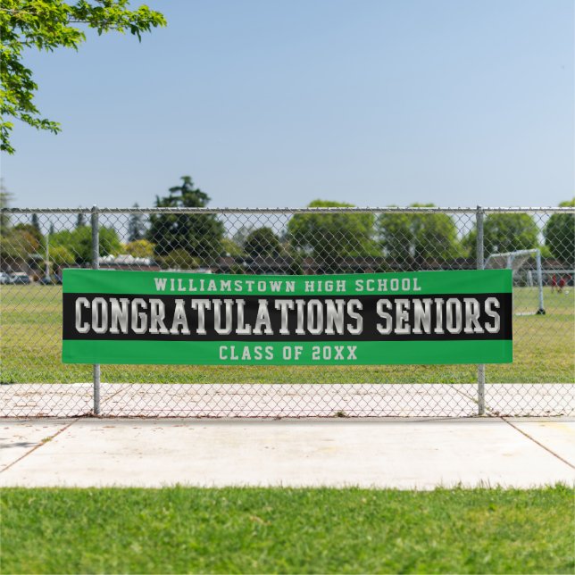 Congratulations Seniors Green | Black | Silver Banner (Insitu)