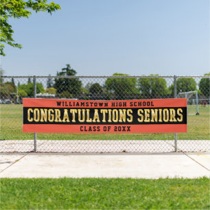 Congratulations Seniors Orange   Black   Gold Banner