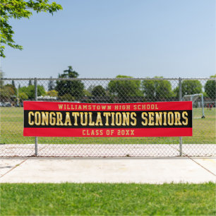 Congratulations Seniors Red Black Gold Banner