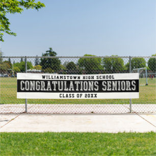 Congratulations Seniors White   Black   Silver Banner
