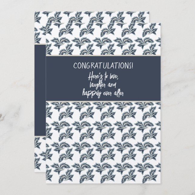 Congratulations Shower or Wedding Card Blue Tan (Front/Back)