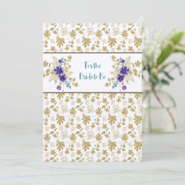 Congratulations Shower or Wedding Gold Purple Card (Standing Front)