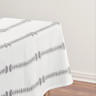 Congratulations Silver White Bridal Shower Wedding Tablecloth