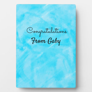 congratulations simple blue hanpainted watercolor  plaque