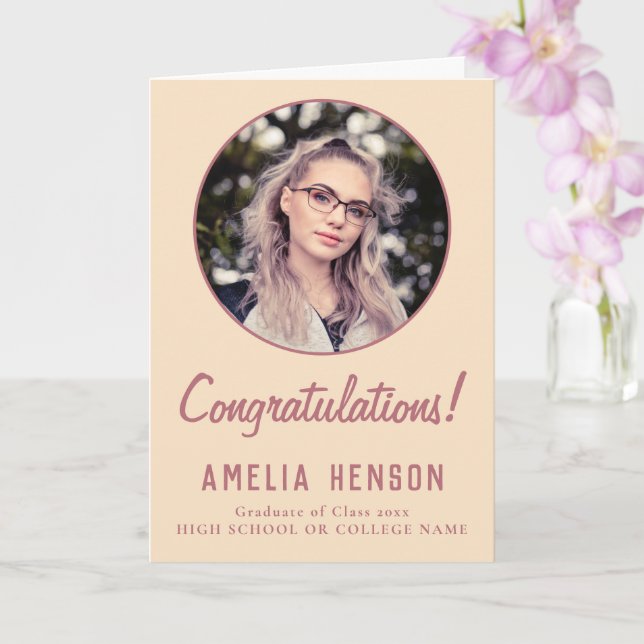 Congratulations Simple Graduate Photo Graduation  Card (Orchid)