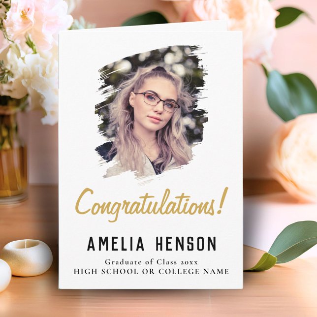 Congratulations Simple Graduate Photo Graduation  Card (Creator Uploaded)