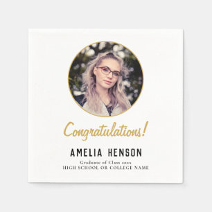 Congratulations Simple Graduate Photo Graduation Napkin