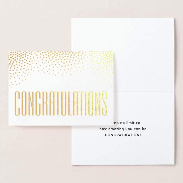 Congratulations Simple Modern Minimalist Folded Foil Card (Display)