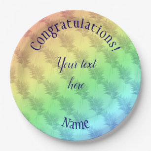 Congratulations Soft Rainbow Colours Personalised Paper Plate