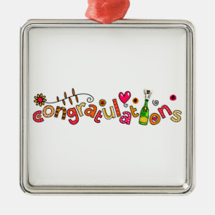 Congratulations Special Occasion Doodle Text Metal Tree Decoration