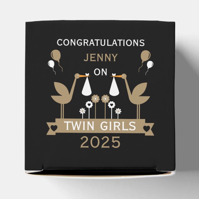 Congratulations Stalk Delivery Of Twins Favour Box (Top)