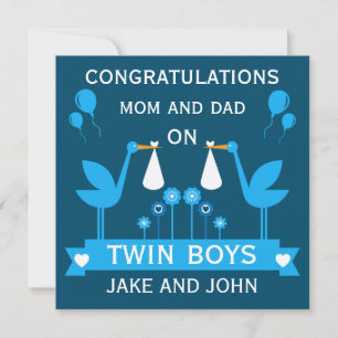 Congratulations Stalk Delivery Twin Boy Card