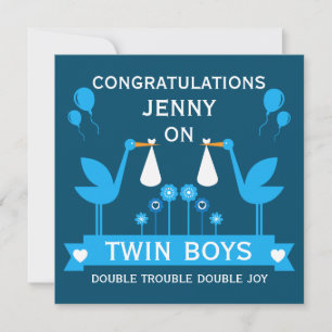 Congratulations Stalk Delivery Twin Boy Card