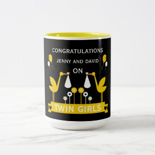 Congratulations Stalk Delivery Twins Two-Tone Coffee Mug