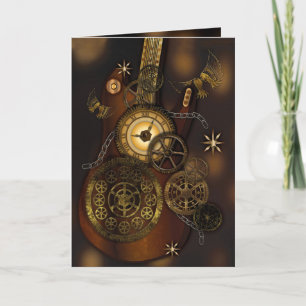 Congratulations Steampunk Metal Gear Clock Guitar Card
