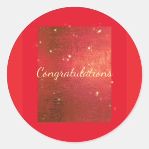 Congratulations Sticker - Red Gold Glitter Sticker