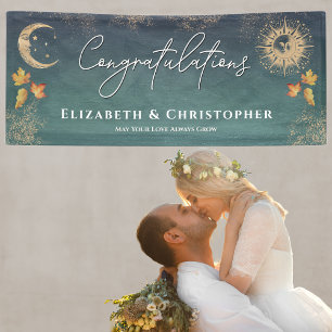 Congratulations Sun Moon Fall Engagement Party Banner