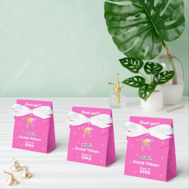 Congratulations Super Grad Pink-Editable Text Favour Box (Multiple)