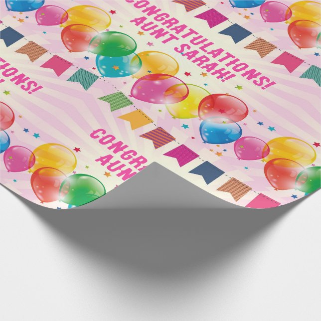 Congratulations Text or Name Graduation Retirement Wrapping Paper (Corner)
