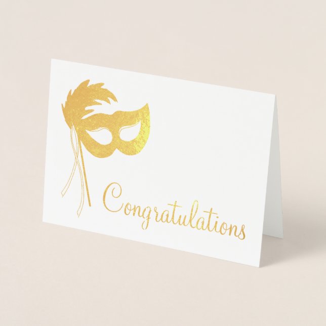 Congratulations Theatre Drama Club Theatrical Mask Foil Card (Front)