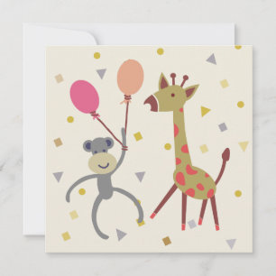 congratulations to monkey on balloon and giraffe card